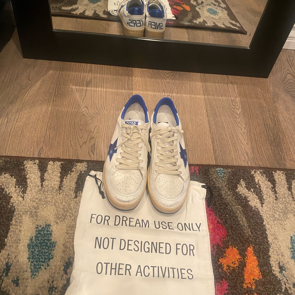 Golden Goose Ball Star Blue and White Sneakers